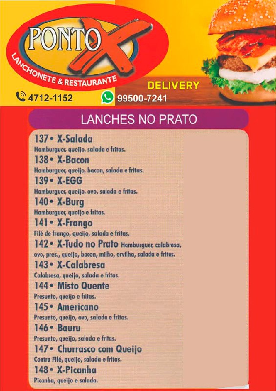 PONTO X - Lanchonete