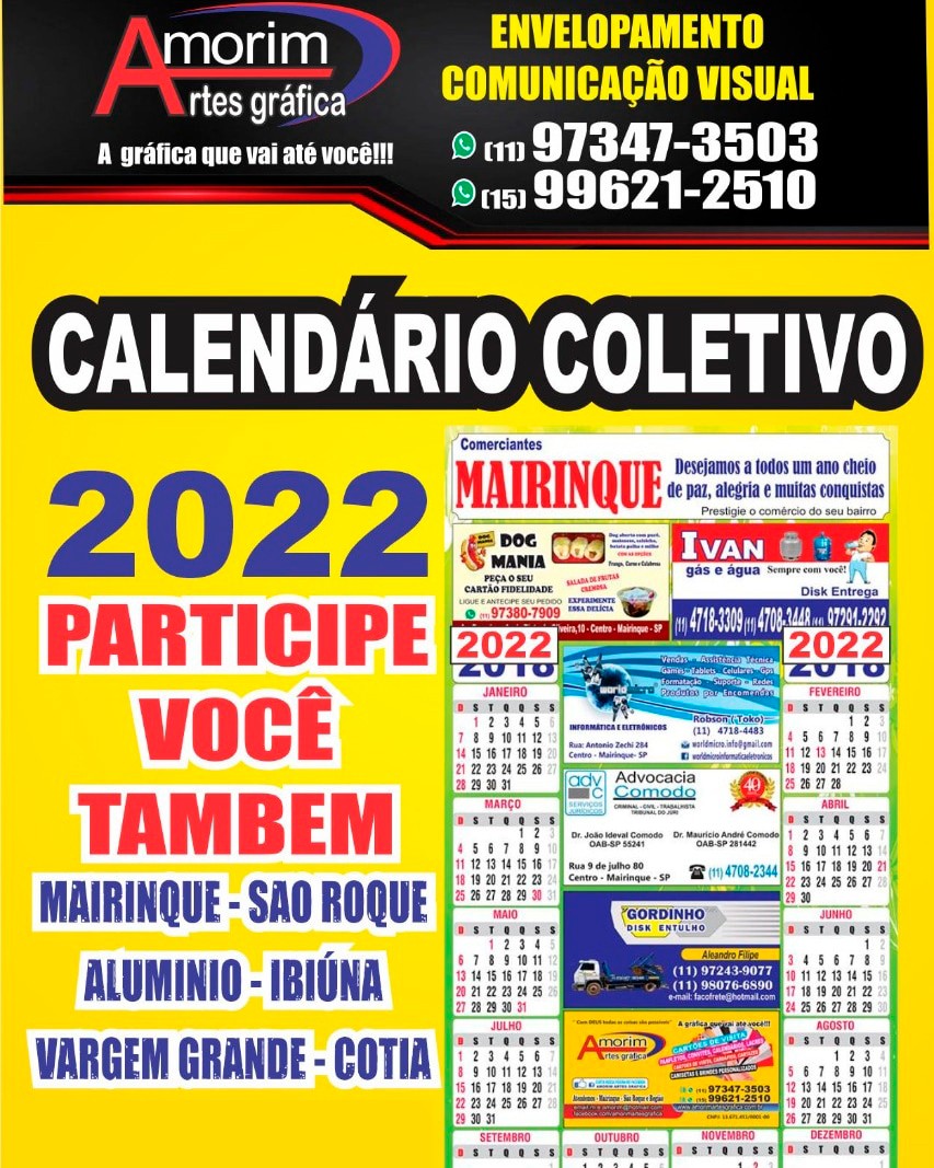 Calendário coletivo 2022 - Participe você tembém
